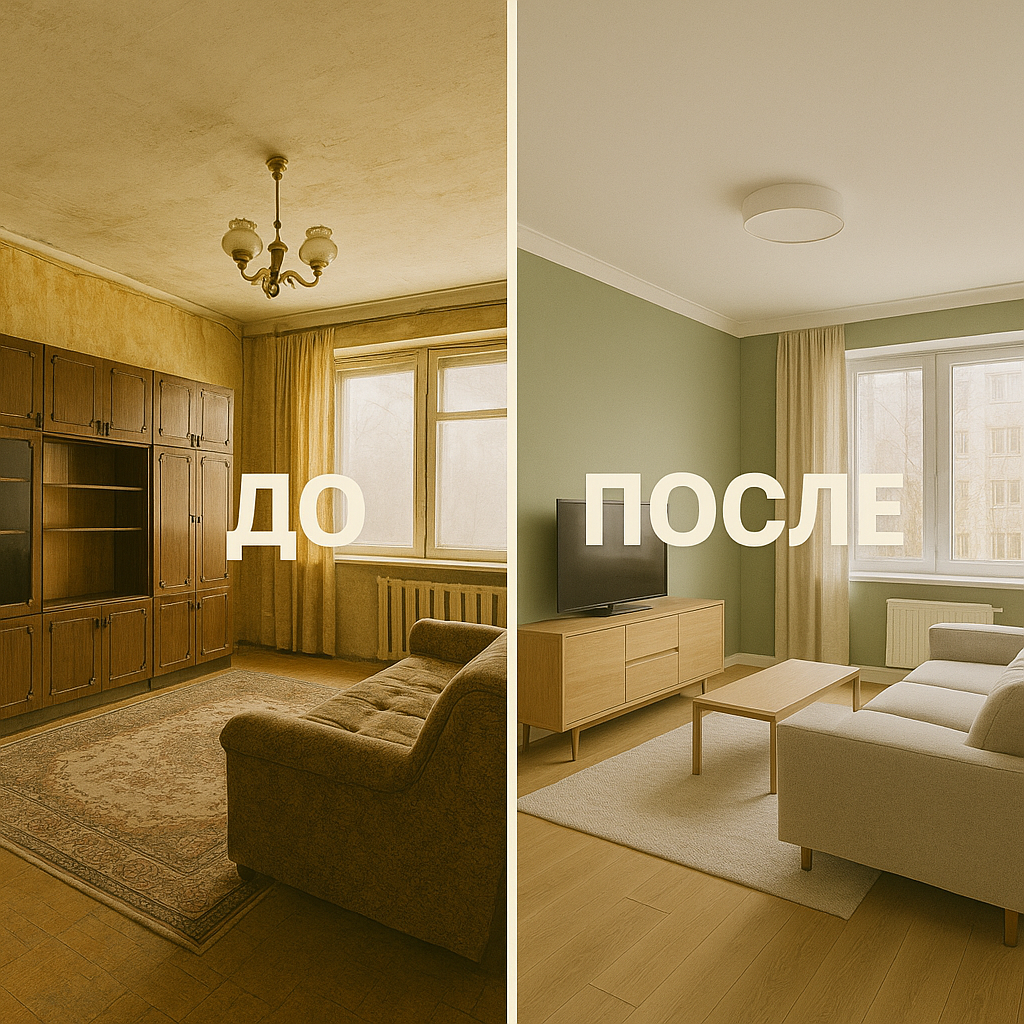 Гостиная — до/после