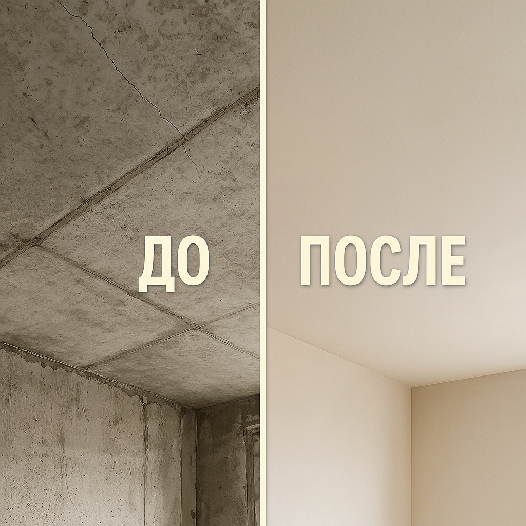 Потолок — до/после