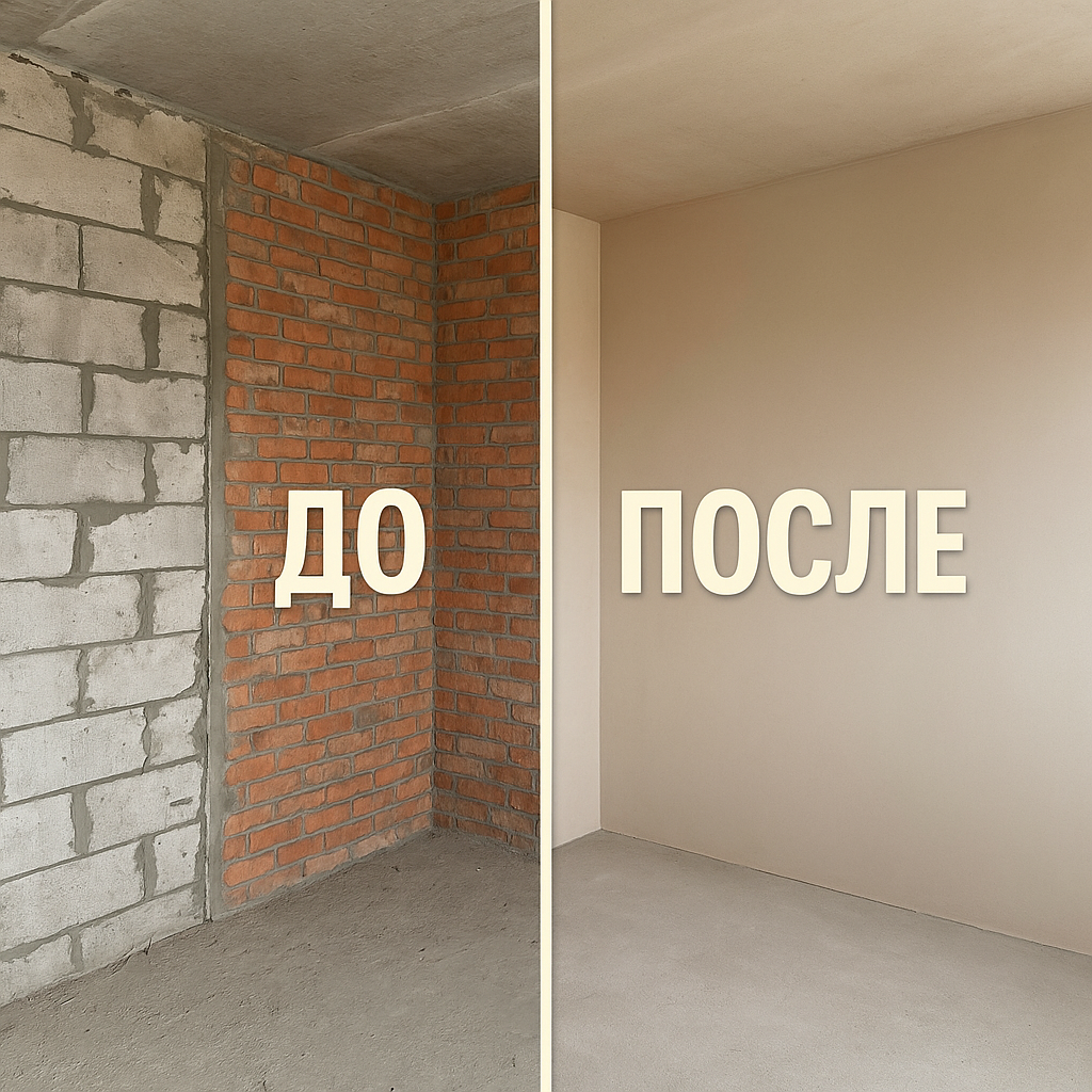 Стены — до/после